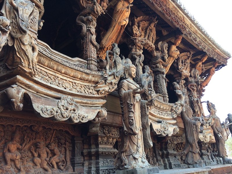 Elaborate wood carved facade on the Sanctuary of Truth