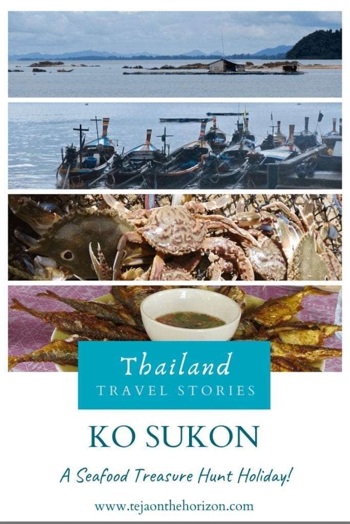 Pin image to a travel article about a seafood foodie trip to Ko Sukon and sustainable seafood.