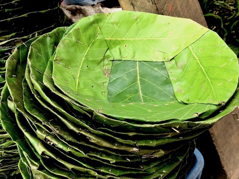 Plates made from leaves in Kathmandu Durbar Square