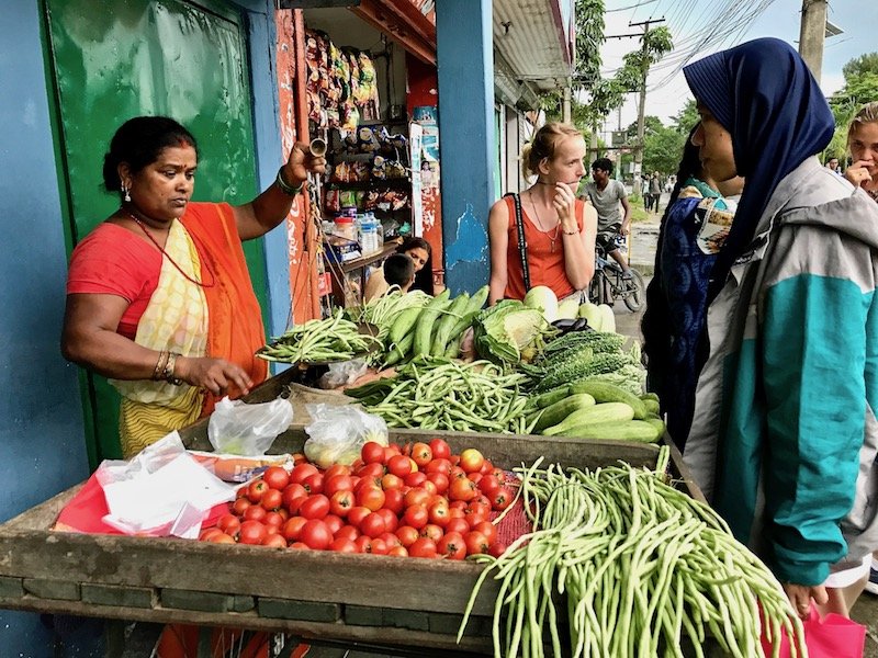 Grocery shopping in Pokhara | fresh produce in Nepal | roadside vegetable vendor