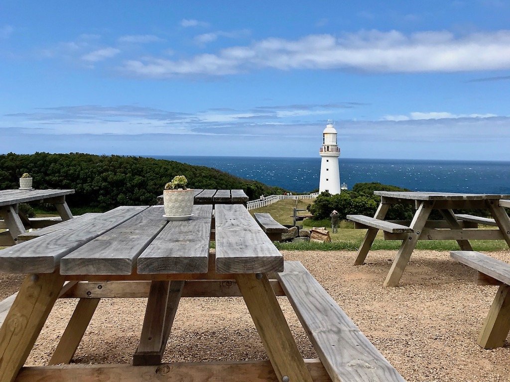 'Cape Otway's Aborigine Bush Tucker Talk is My Favourite Tour' travel story on slow travel blog Teja on the Horizon | View of Cape Otway Lighthouse from the cafe