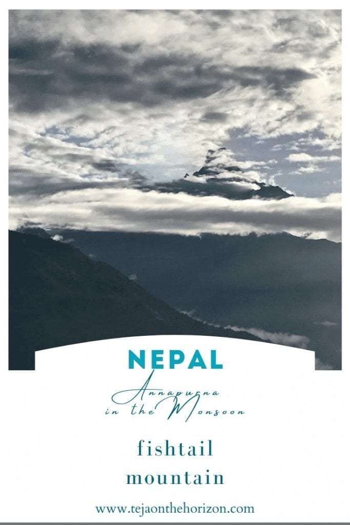 Machapuchare peak behind wisps of fog and cloud | Annapurna in the Monsoon Day 4: Glimpses of Fishtail Mountain