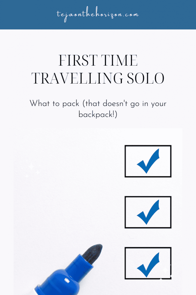 Pin image for packing list article for first time solo travel | mental health and emotional awareness