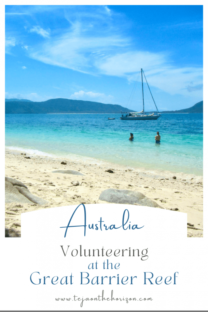 Pin image for article about volunteering experience in the Great Barrier Reef in Cairns, Australia