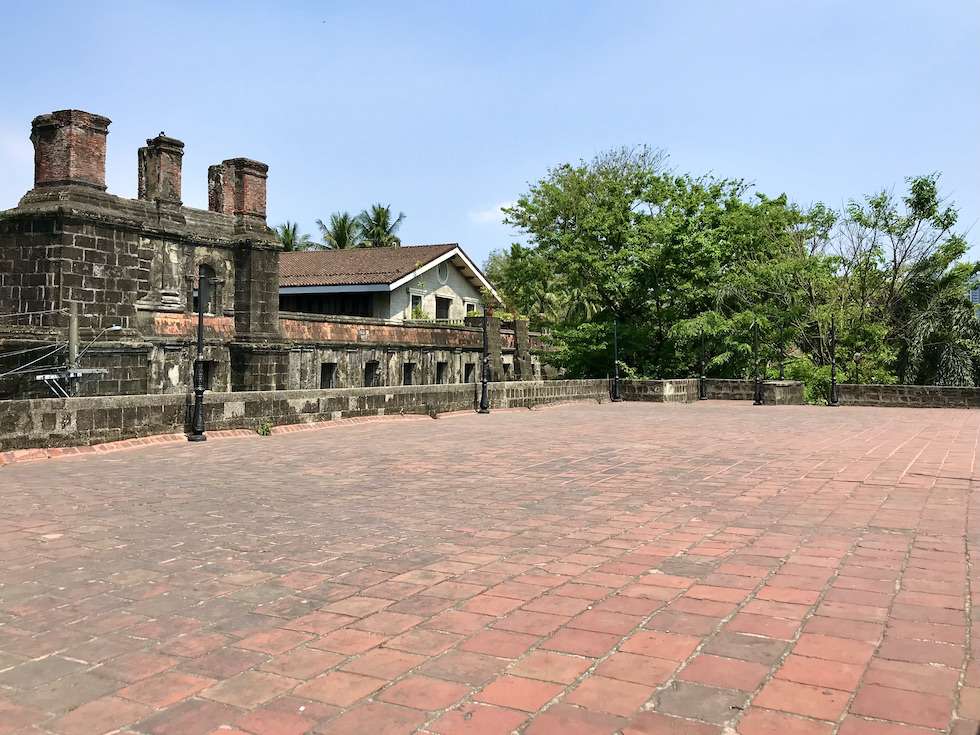 The red stone gallery on top of the Santa Isabel bastion of Intramuros