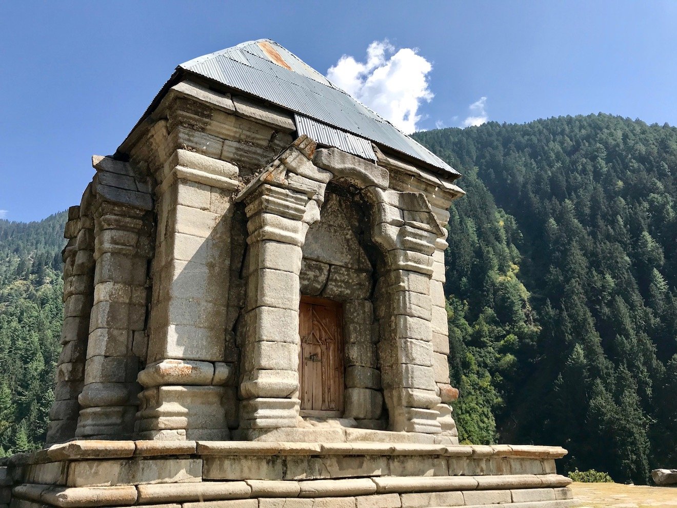 Intact structure within the ruins of Naranag temple complex