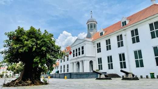 Jakarta History museum with the old tree of Fatahillah square on the left